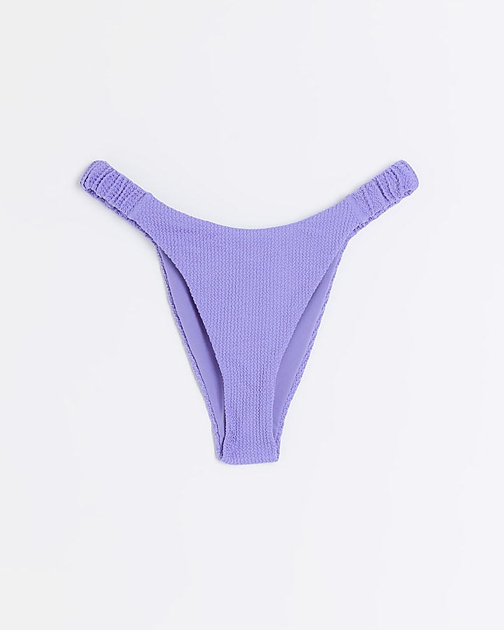 Purple textured scrunched bikini bottoms