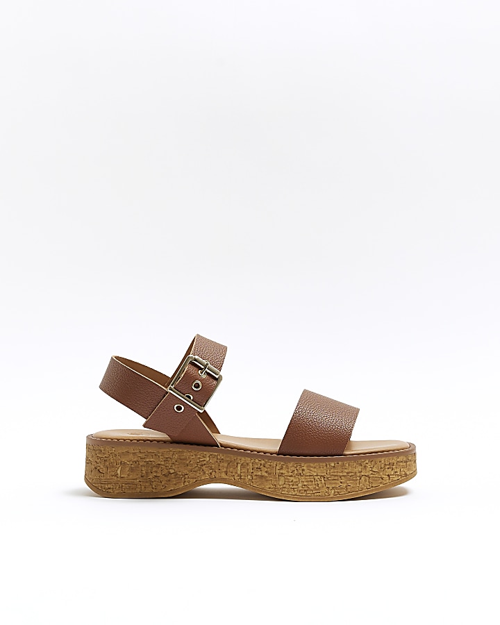 Brown cork flatform sandals