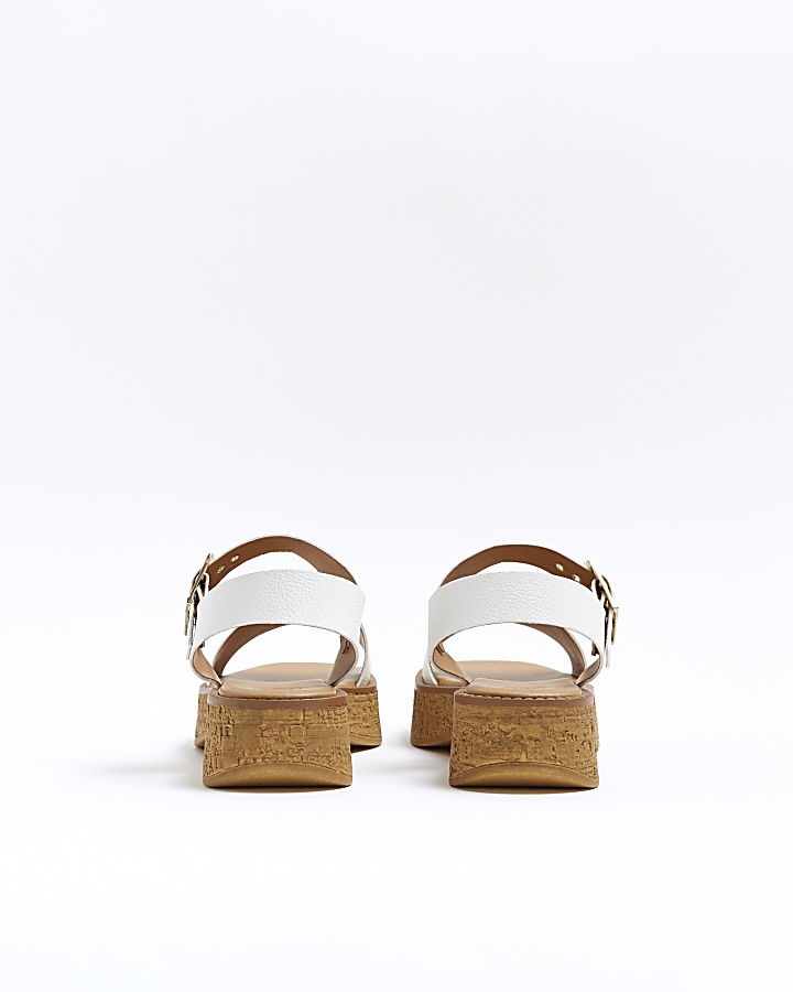 White cork flatform sandals