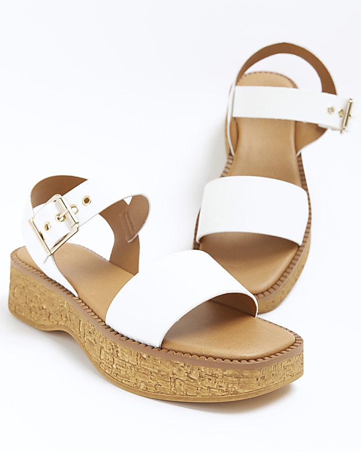 White cork flatform sandals