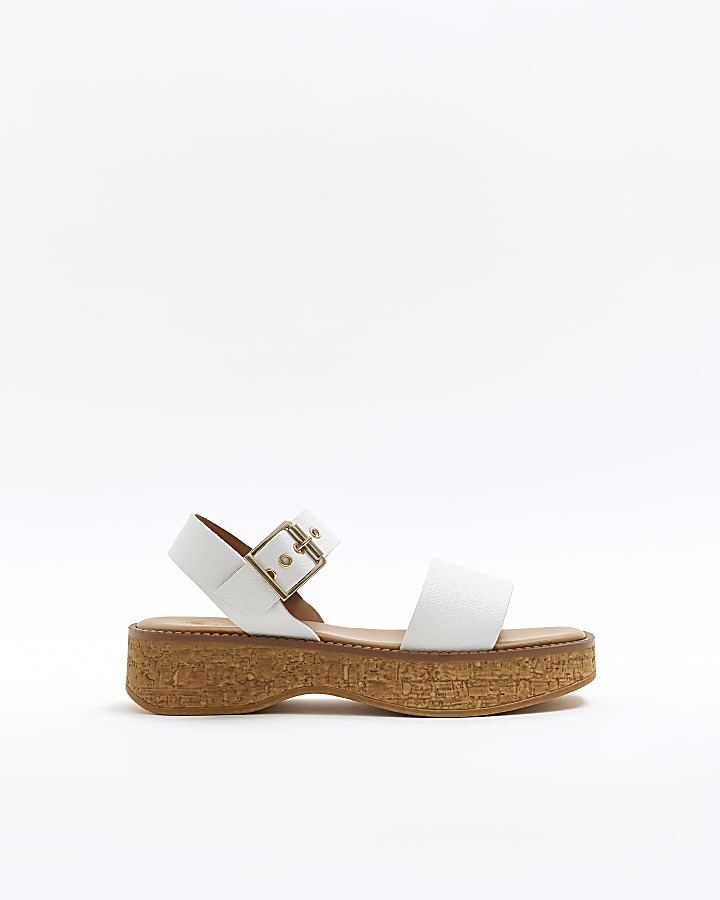 White cork flatform sandals