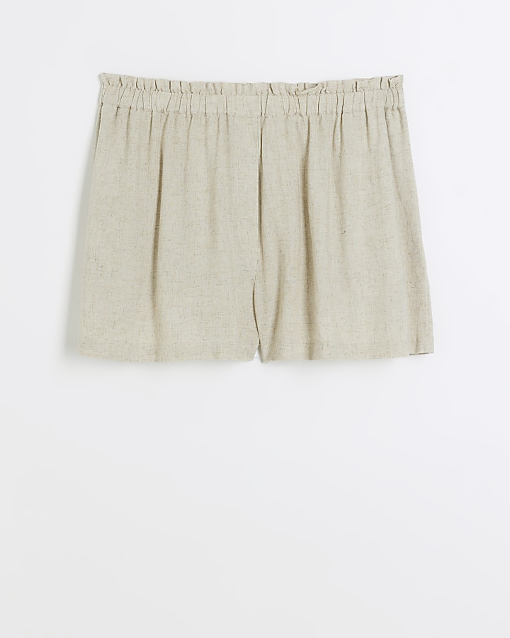 Plus stone shorts with linen | River Island
