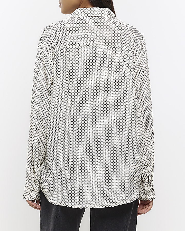Cream geometric print shirt