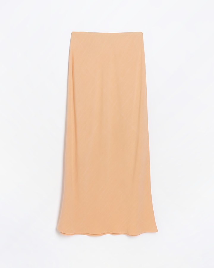 Coral maxi skirt with linen