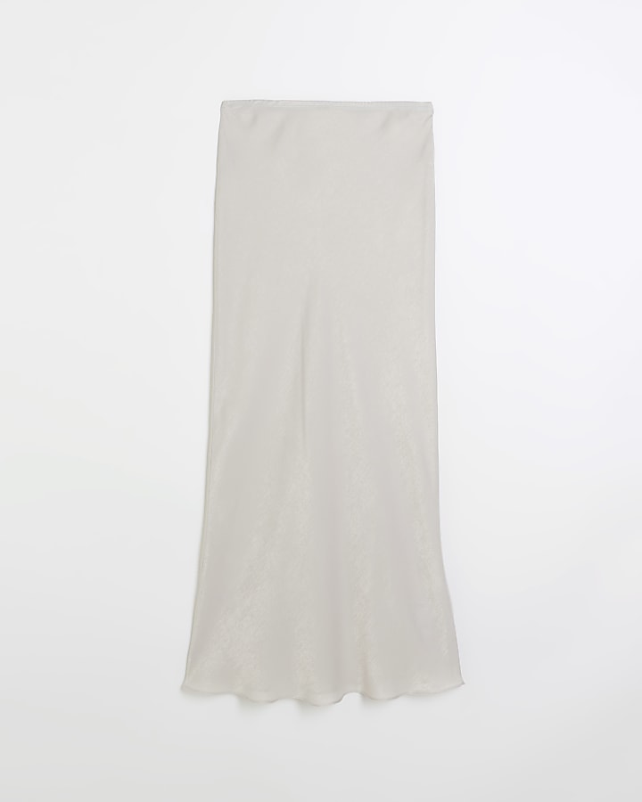 Grey satin maxi skirt