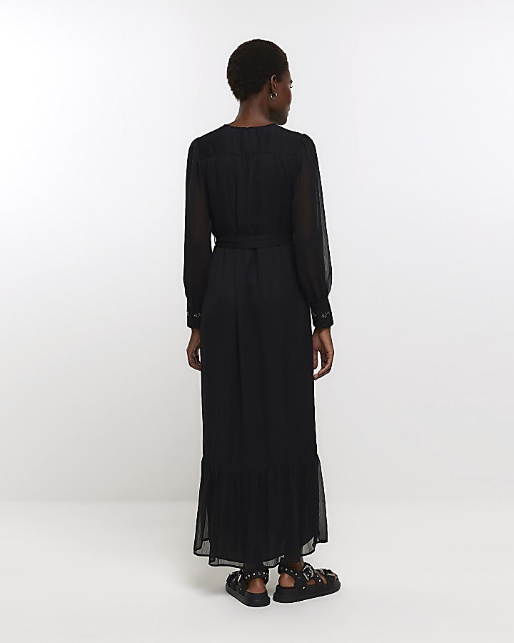Black embellished maxi dress River Island