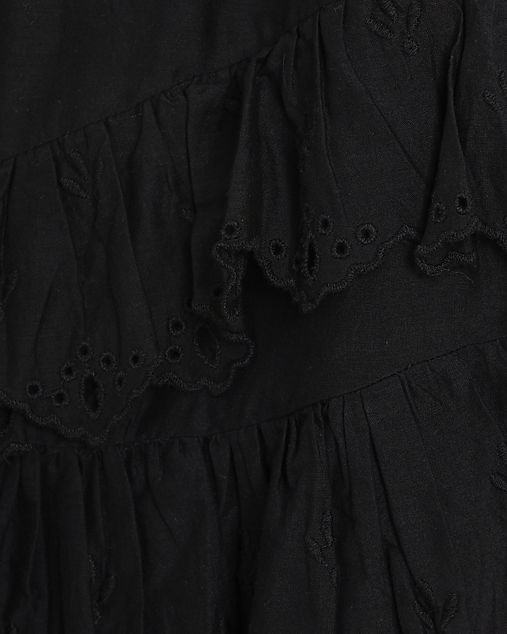 Black broderie frill mini skirt