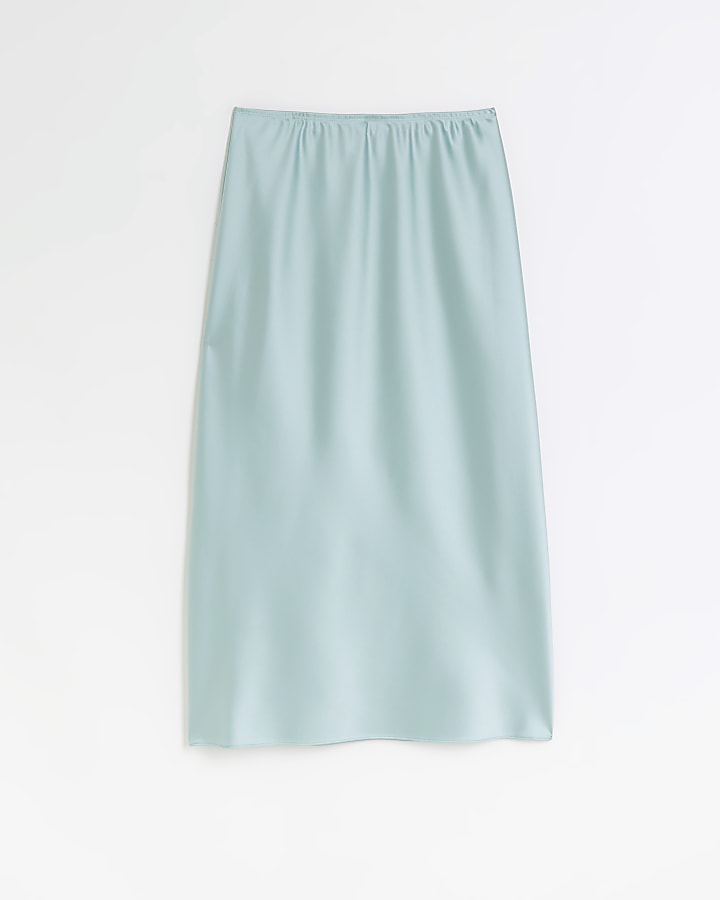 Blue satin maxi skirt