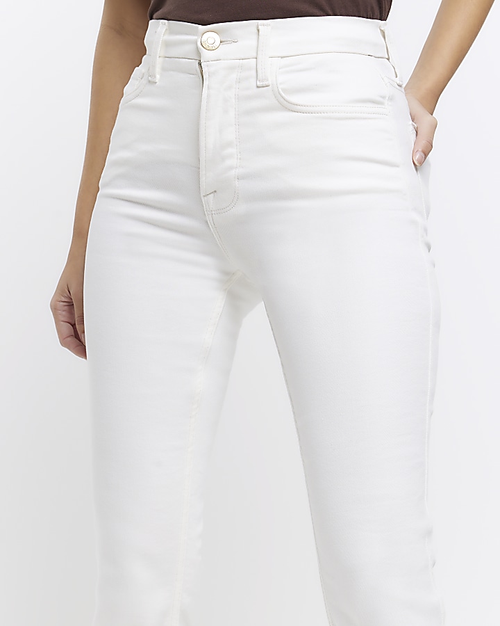 White high waisted slim straight leg jeans | River Island