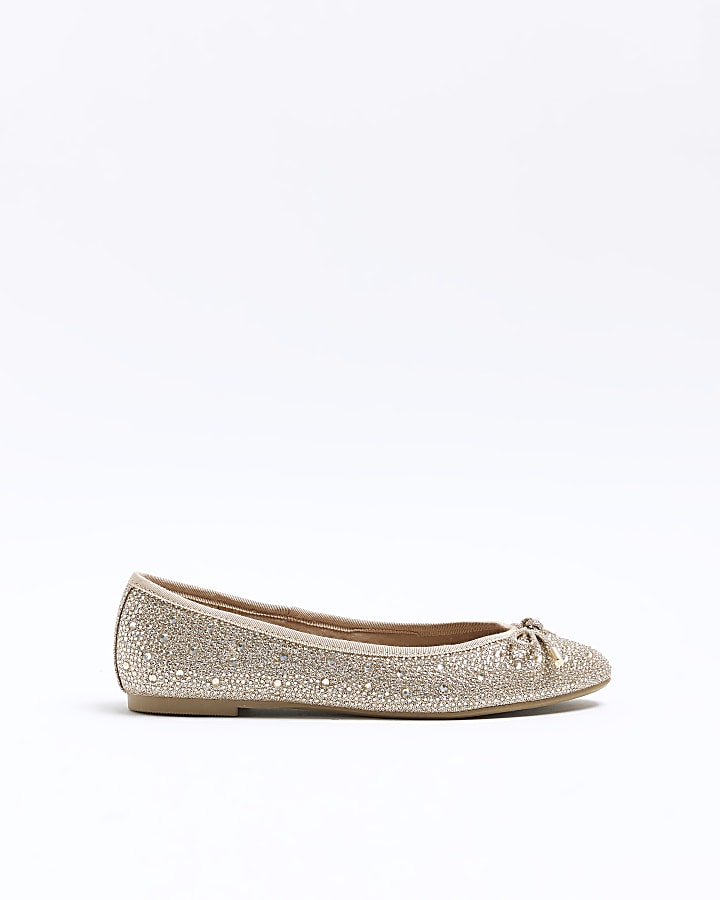 Gold embellished ballet shoes