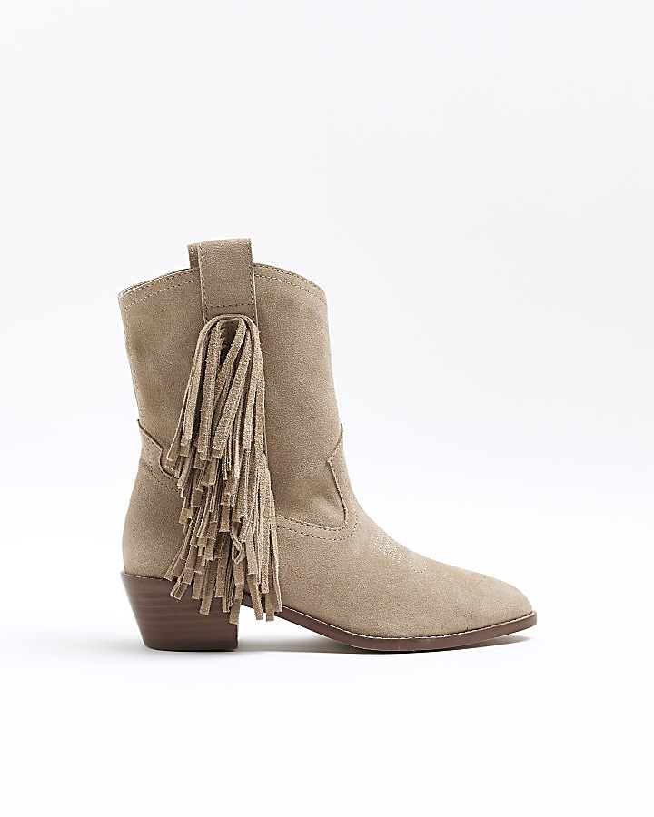 Suede ankle boots with on sale tassels