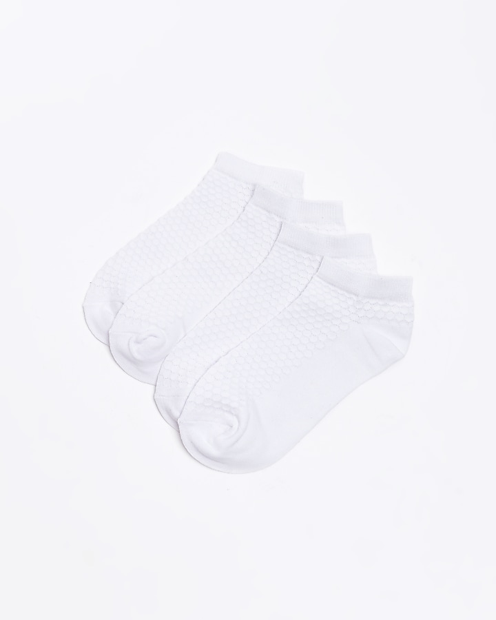 White honeycomb 2 pack trainer socks