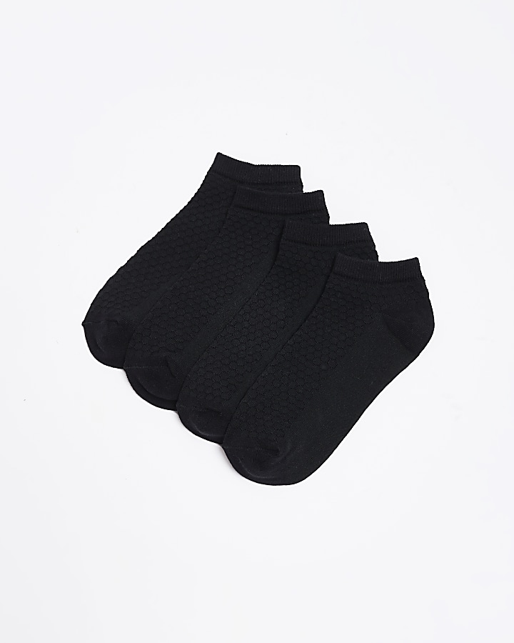 Black honeycomb 2 pack trainer socks | River Island