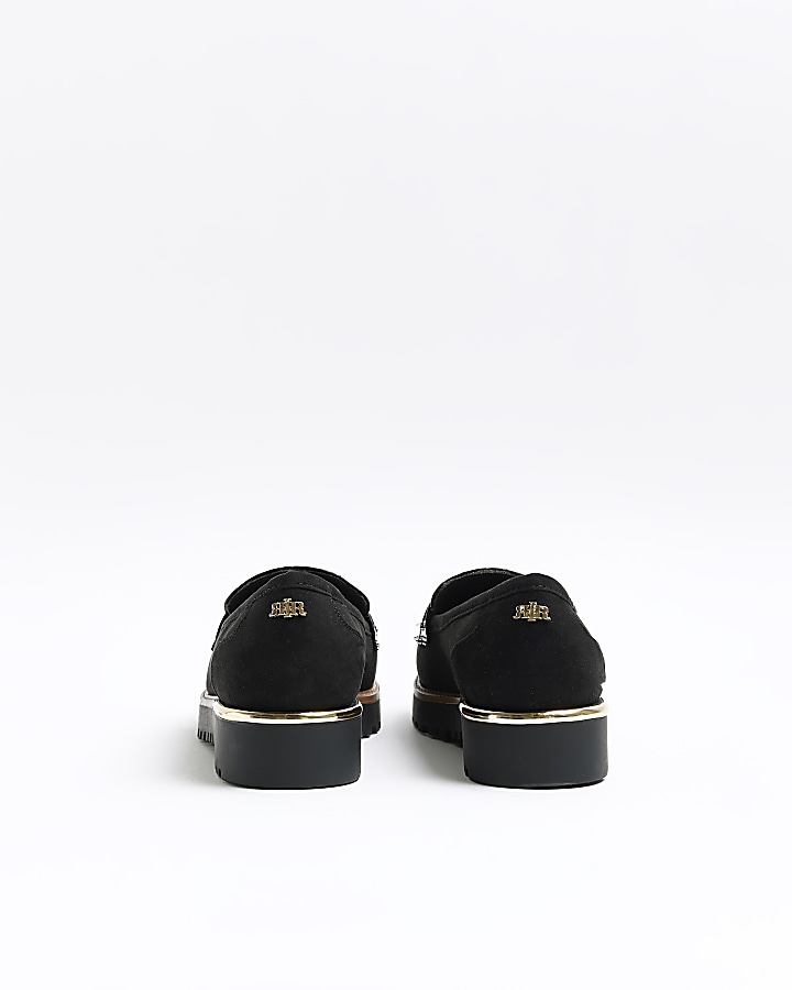 Black fringe detail loafers