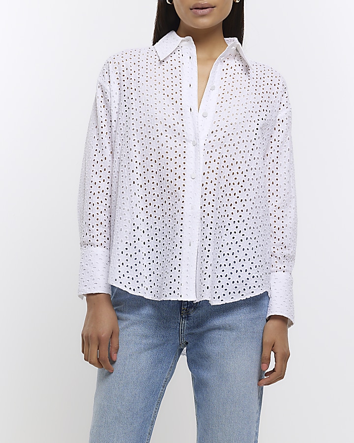 White broderie oversized shirt