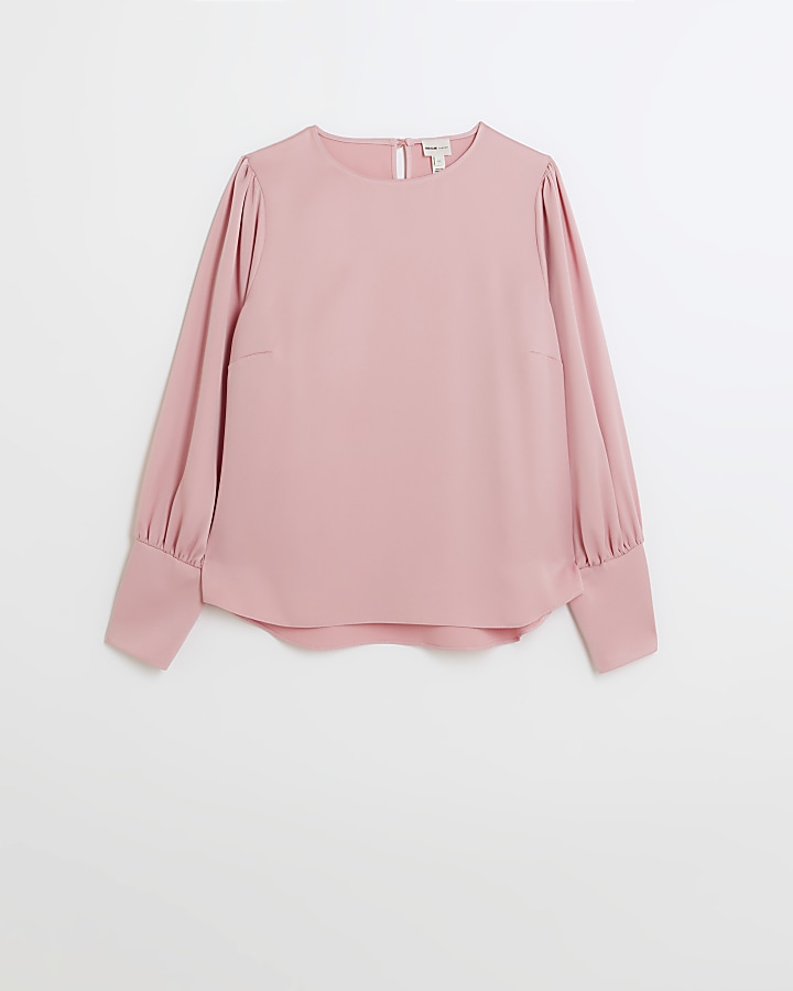 Pink long sleeve button blouse