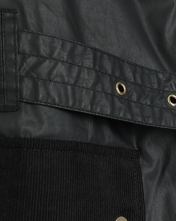 Black belted heritage jacket | River Island