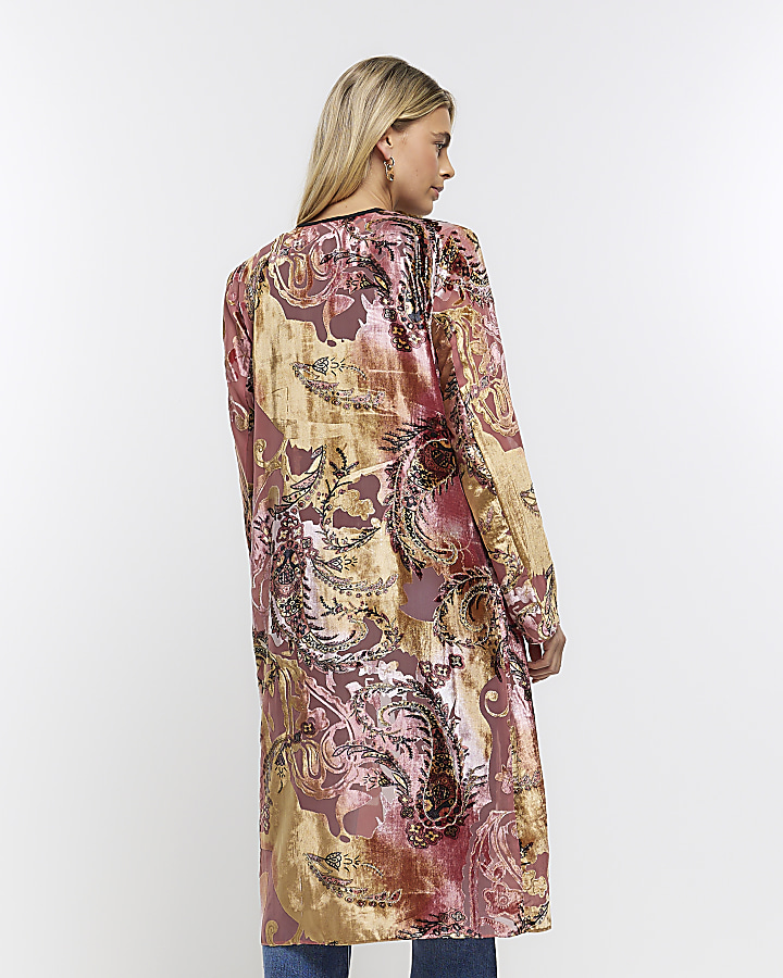 Pink paisley longline duster