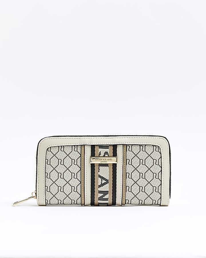 Beige monogram front purse