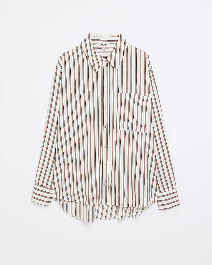 Beige stripe oversized shirt