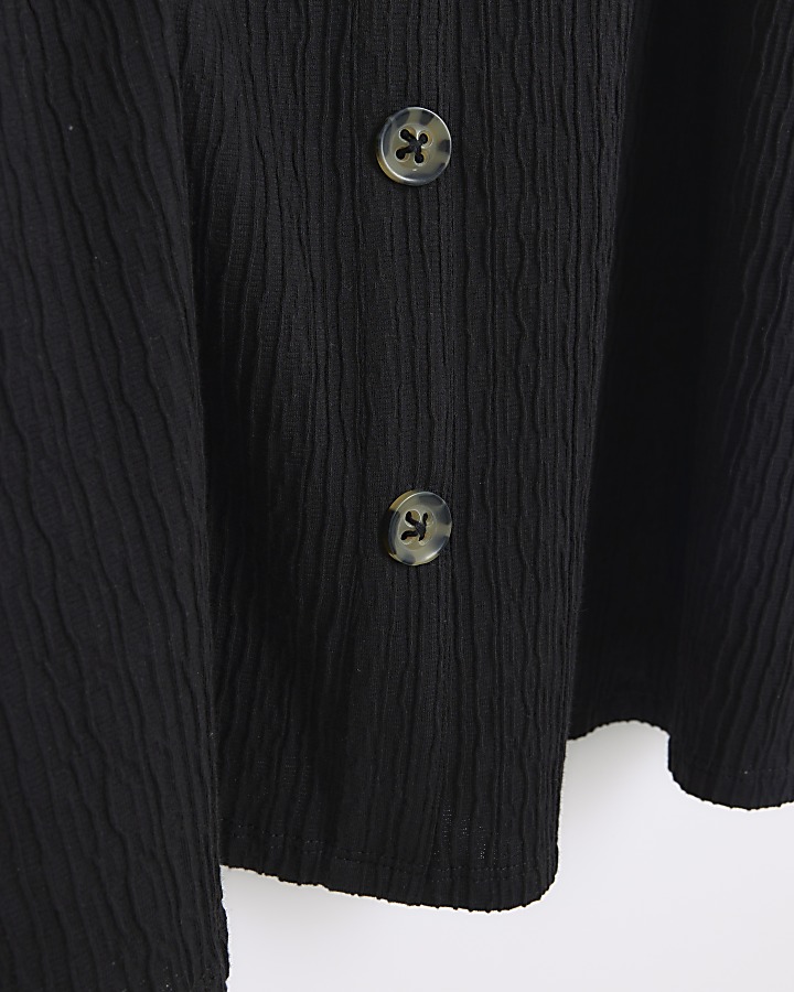 Black button tea mini dress