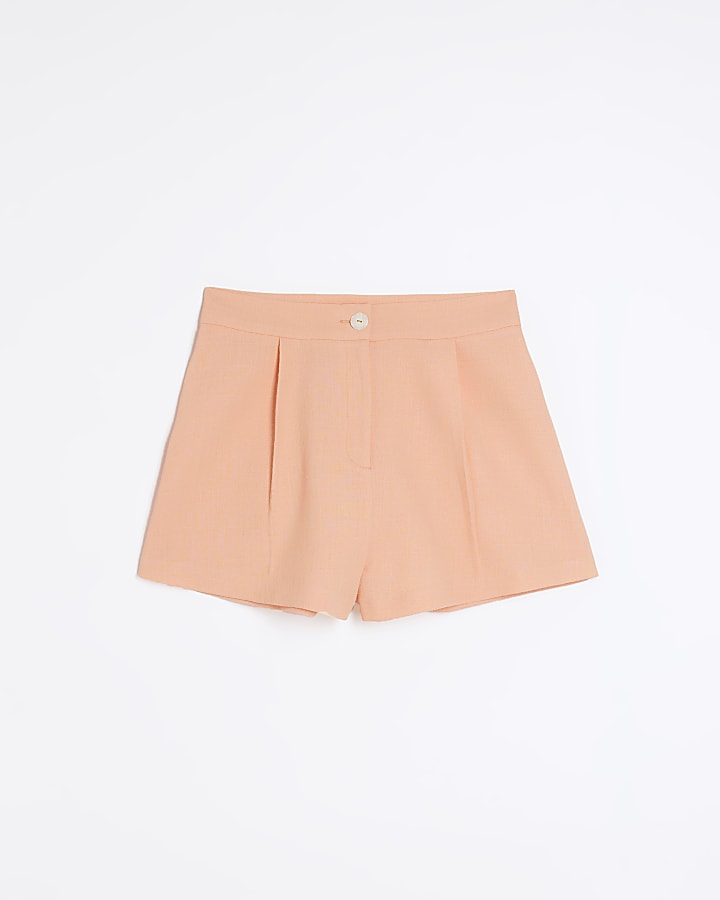 Coral button front tailored shorts | River Island