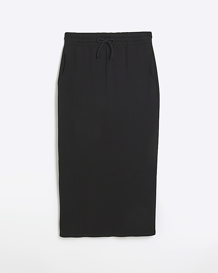Black sweat midi skirt