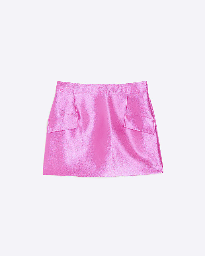 Pink metallic pocket mini skirt