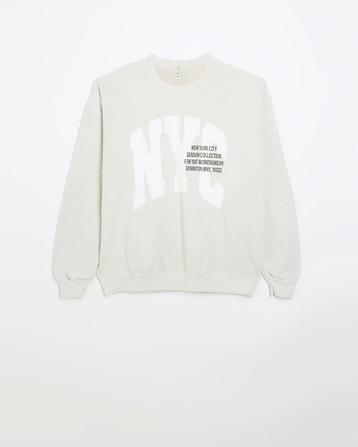 Beige NYC print sweatshirt