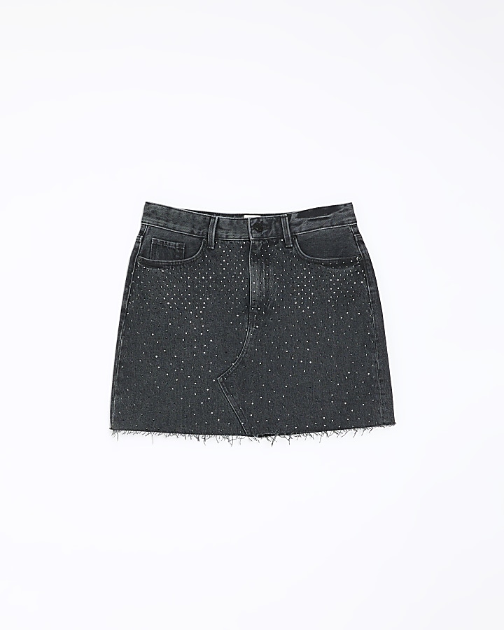 Black embellished mini skirt