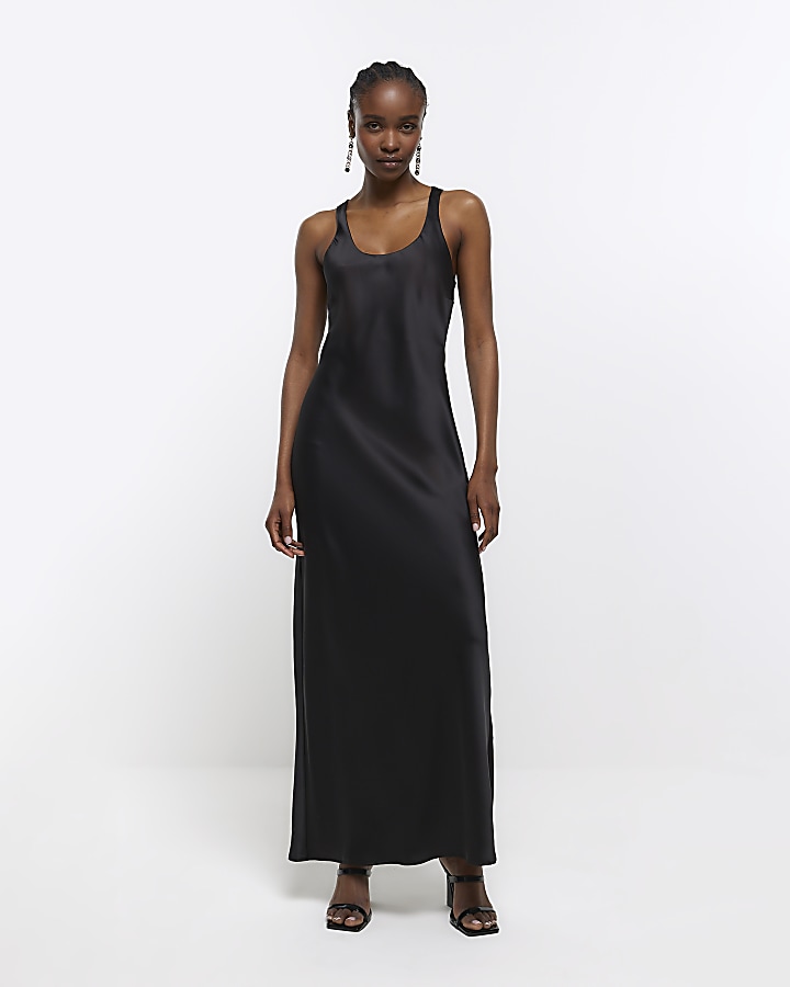 River island black slip 2024 dress