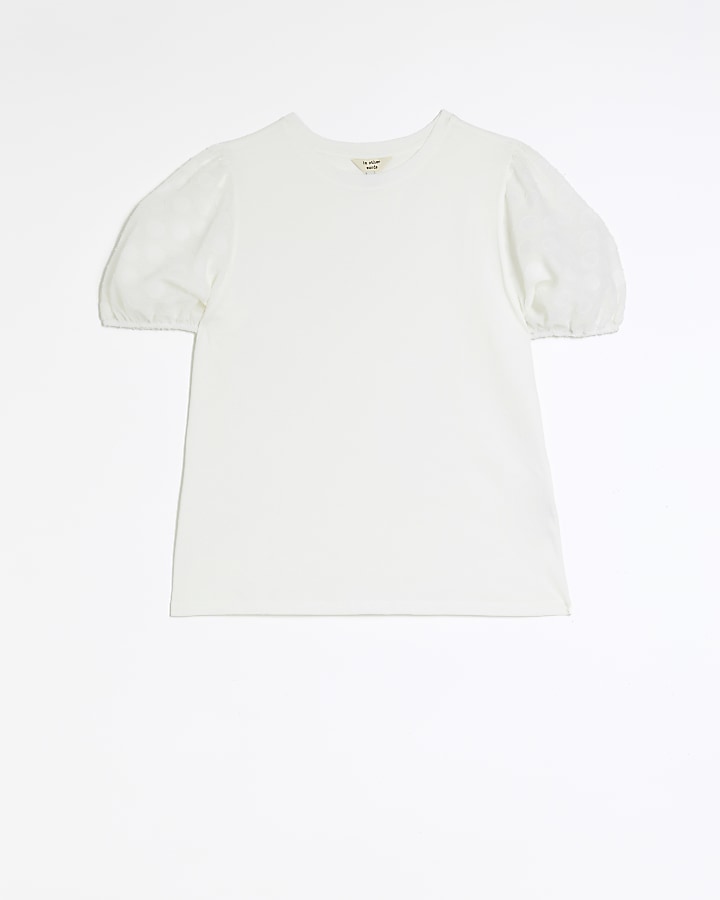 White spot puff sleeve t-shirt