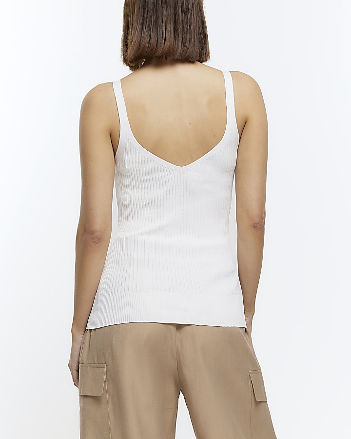 White ribbed triangle vest