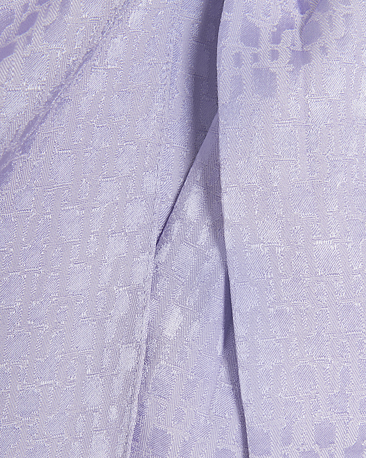 Purple jacquard wrap tie mini skirt