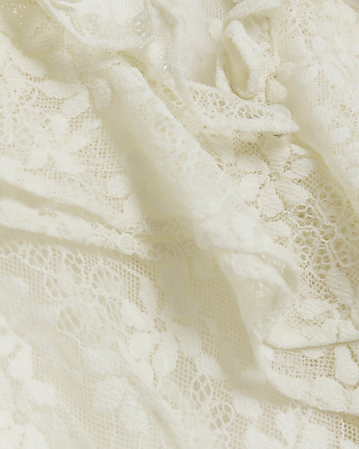 Cream lace frill detail blouse