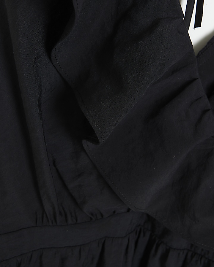 Plus black frill sleeveless maxi dress | River Island