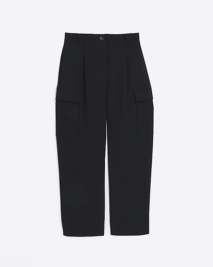 Black tailored utility trousers