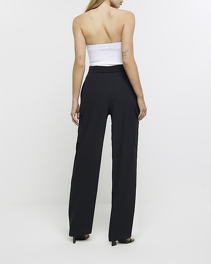 Black tailored utility trousers