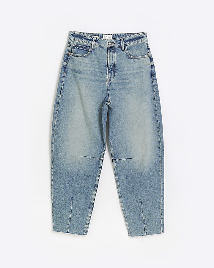 Blue high waist tapered jeans