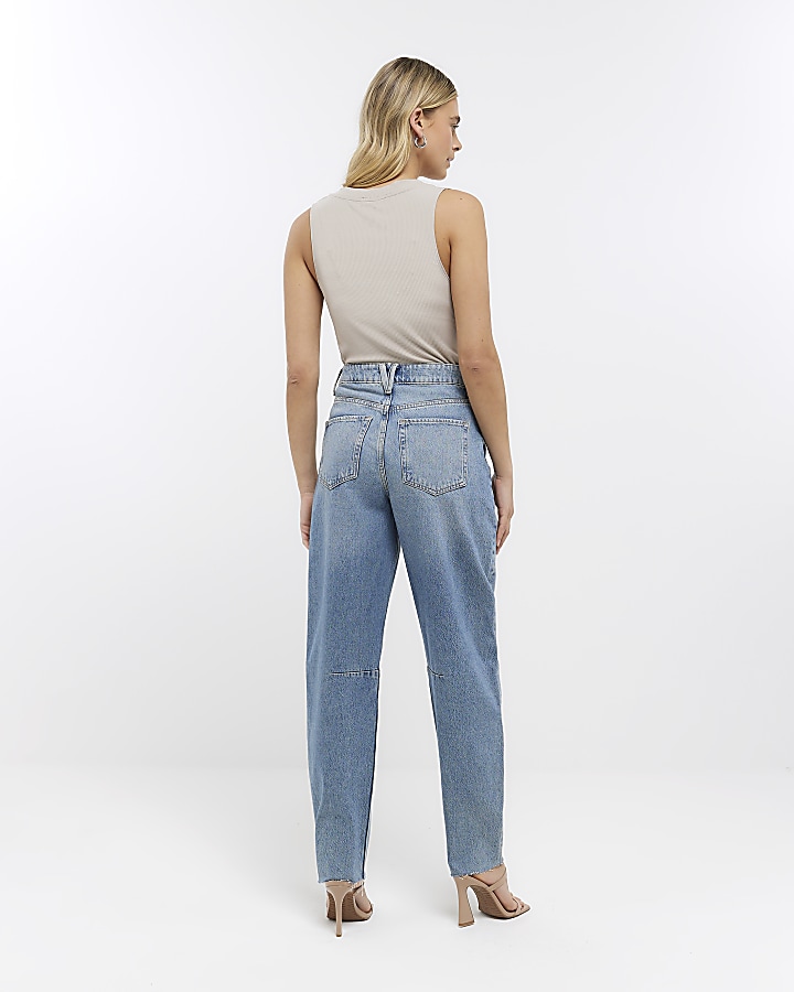 Blue high waist tapered jeans