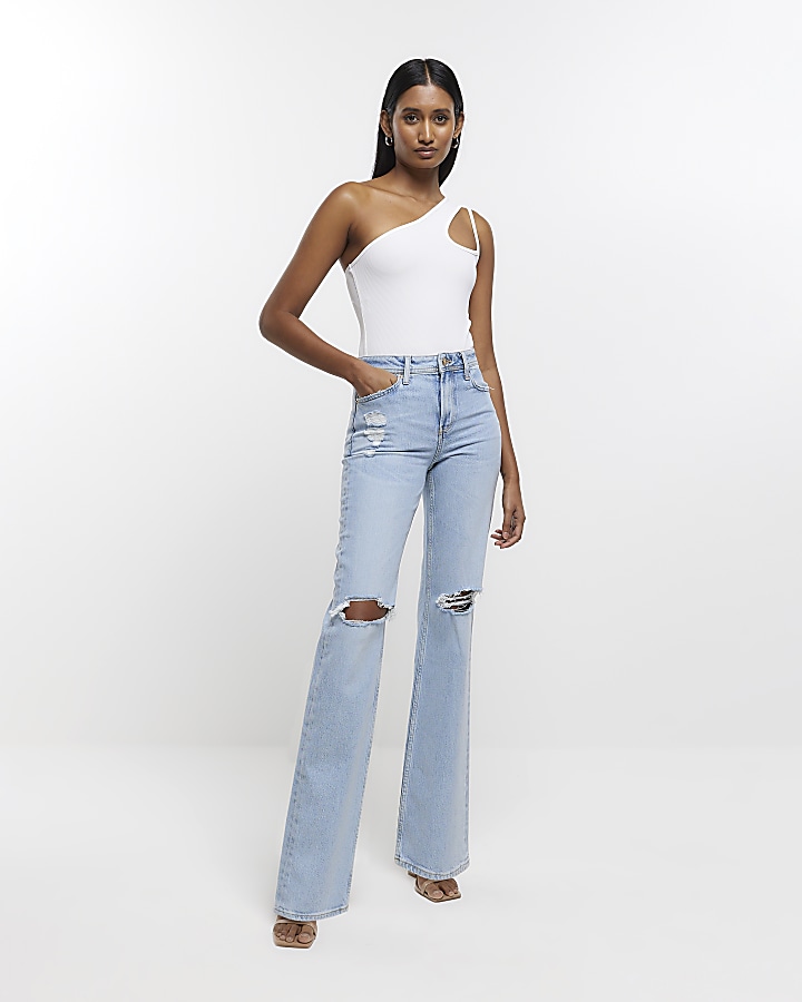 Blue ripped jeans river hot sale island