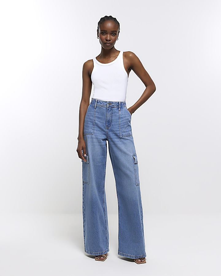 Denim wide leg jeans