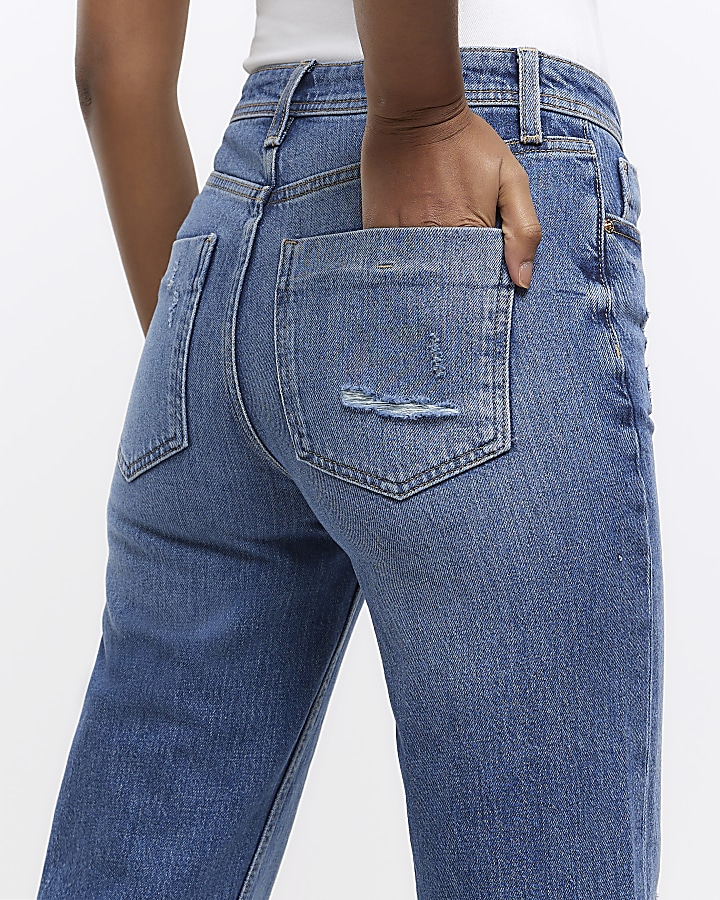 Blue relaxed straight jeans