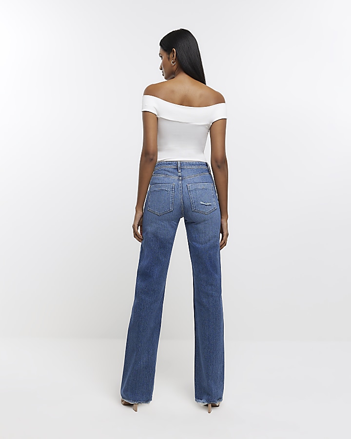Blue relaxed straight jeans