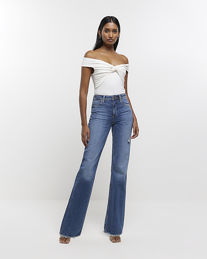 Blue relaxed straight jeans