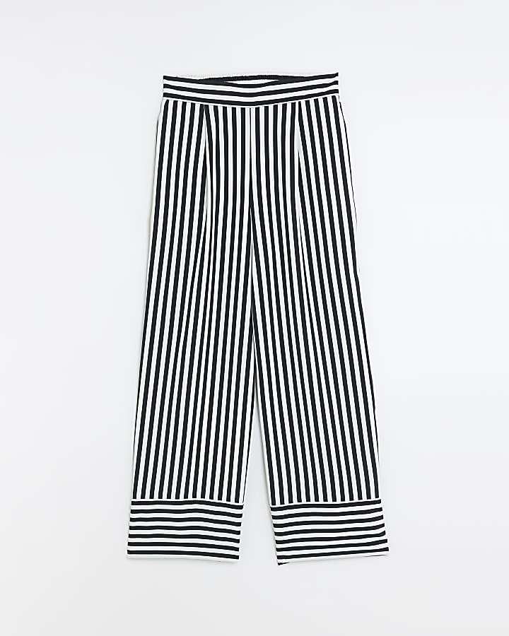Black stripe wide leg trousers | River Island