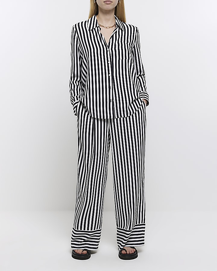 Shape Black Striped Wide Leg Trousers