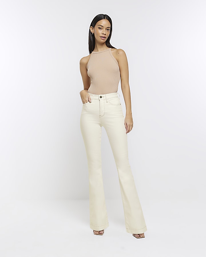 Ecru Kick Flare Jeans