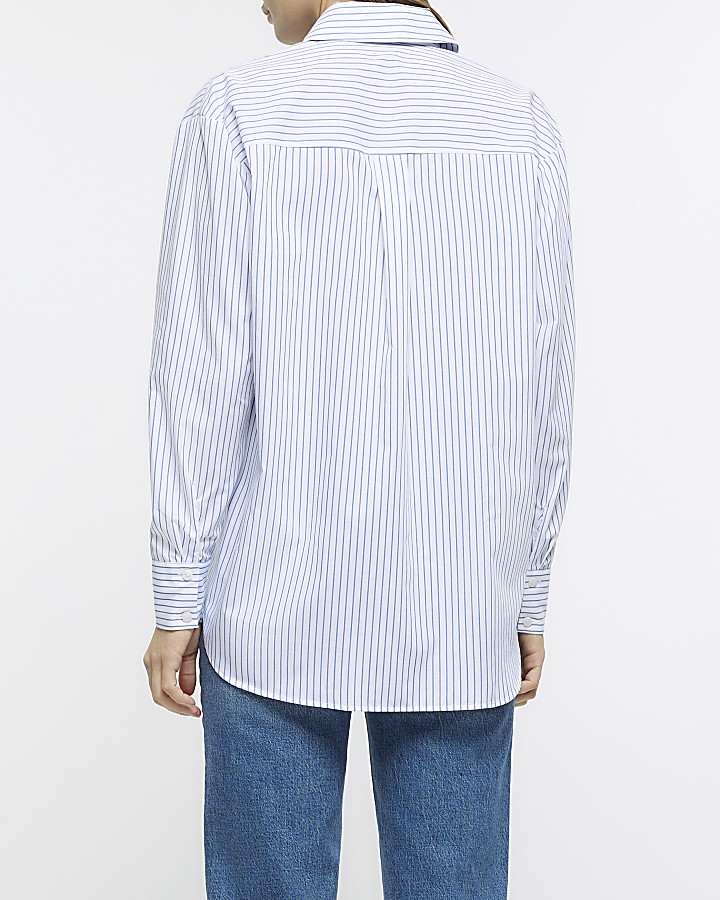 White striped poplin shirt