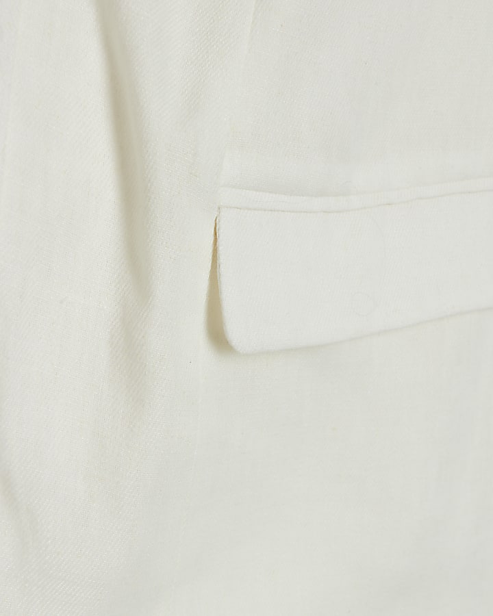 White linen blend bandeau button top